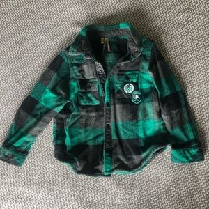 Like new teal/gray toddler flannel-European brand Orchestra-boys adventure line